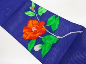 絽牡丹模様織出し開き名古屋帯（額縁仕立て）